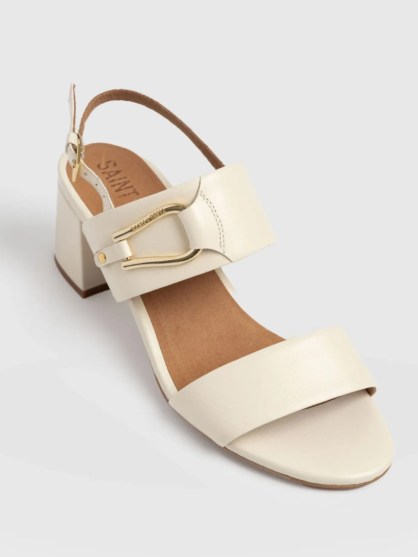 Sandals|Shoes|Saint and Sofia Maida Block Heeled Mules - Cream