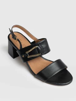 Sandals|Shoes|Saint and Sofia Maida Block Heeled Mules - Black