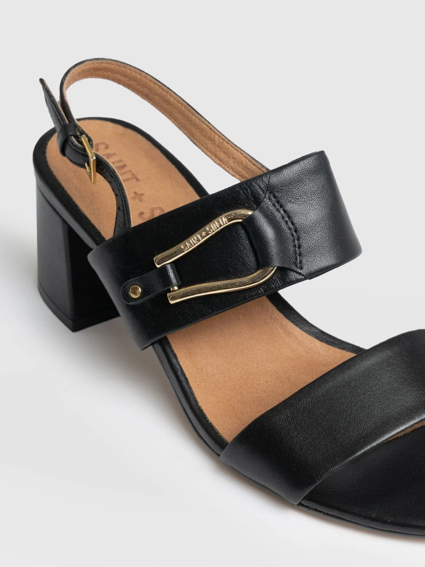 Sandals|Shoes|Saint and Sofia Maida Block Heeled Mules - Black