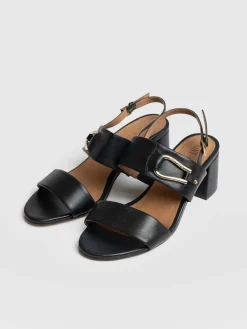 Sandals|Shoes|Saint and Sofia Maida Block Heeled Mules - Black