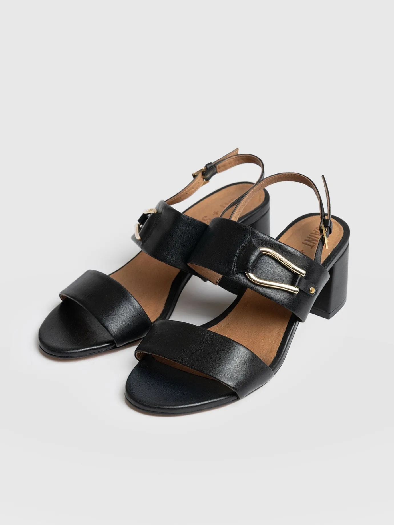 Sandals|Shoes|Saint and Sofia Maida Block Heeled Mules - Black