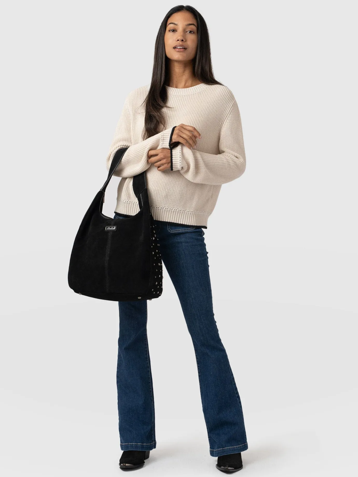 Accessories|Shoulder Bags|Saint and Sofia Margot Hobo Shoulder Bag - Black