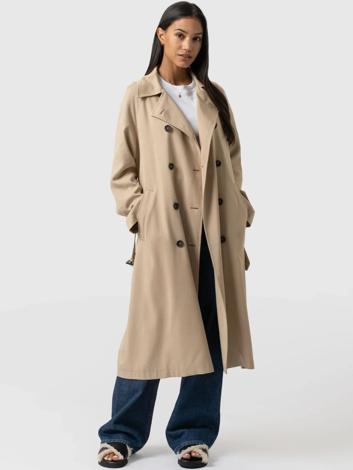 Coats & Jackets|Saint and Sofia Marion Double Breasted Trench - Beige