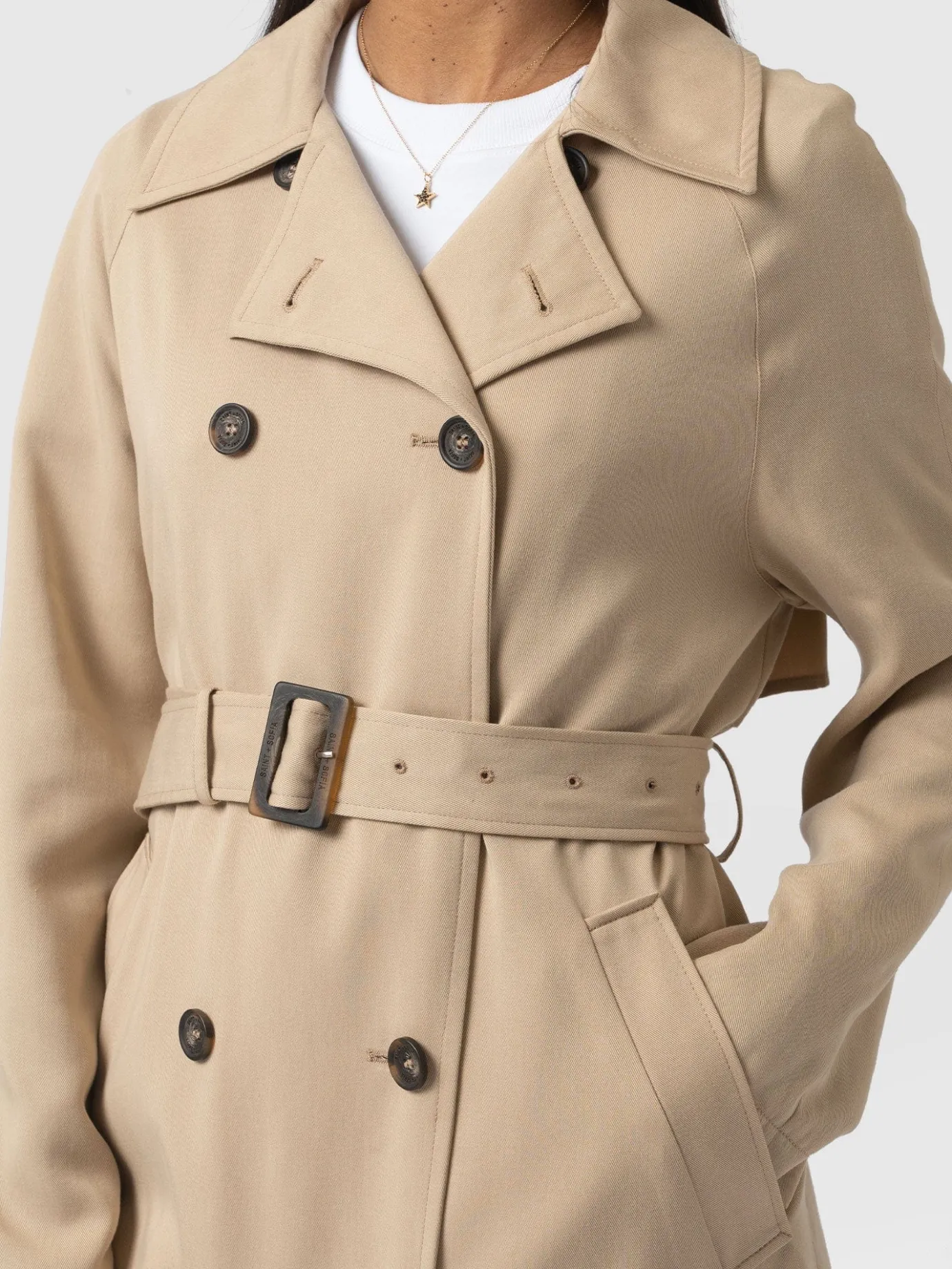 Coats & Jackets|Saint and Sofia Marion Double Breasted Trench - Beige