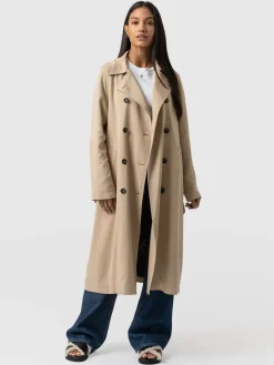 Coats & Jackets|Saint and Sofia Marion Double Breasted Trench - Beige