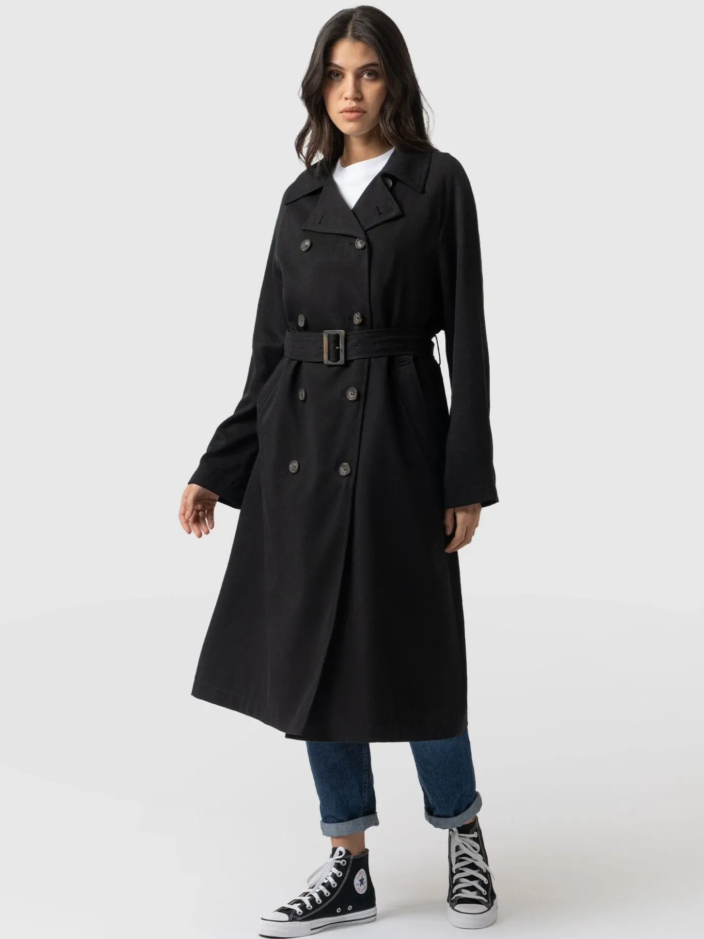 Coats & Jackets|Saint and Sofia Marion Double Breasted Trench - Black