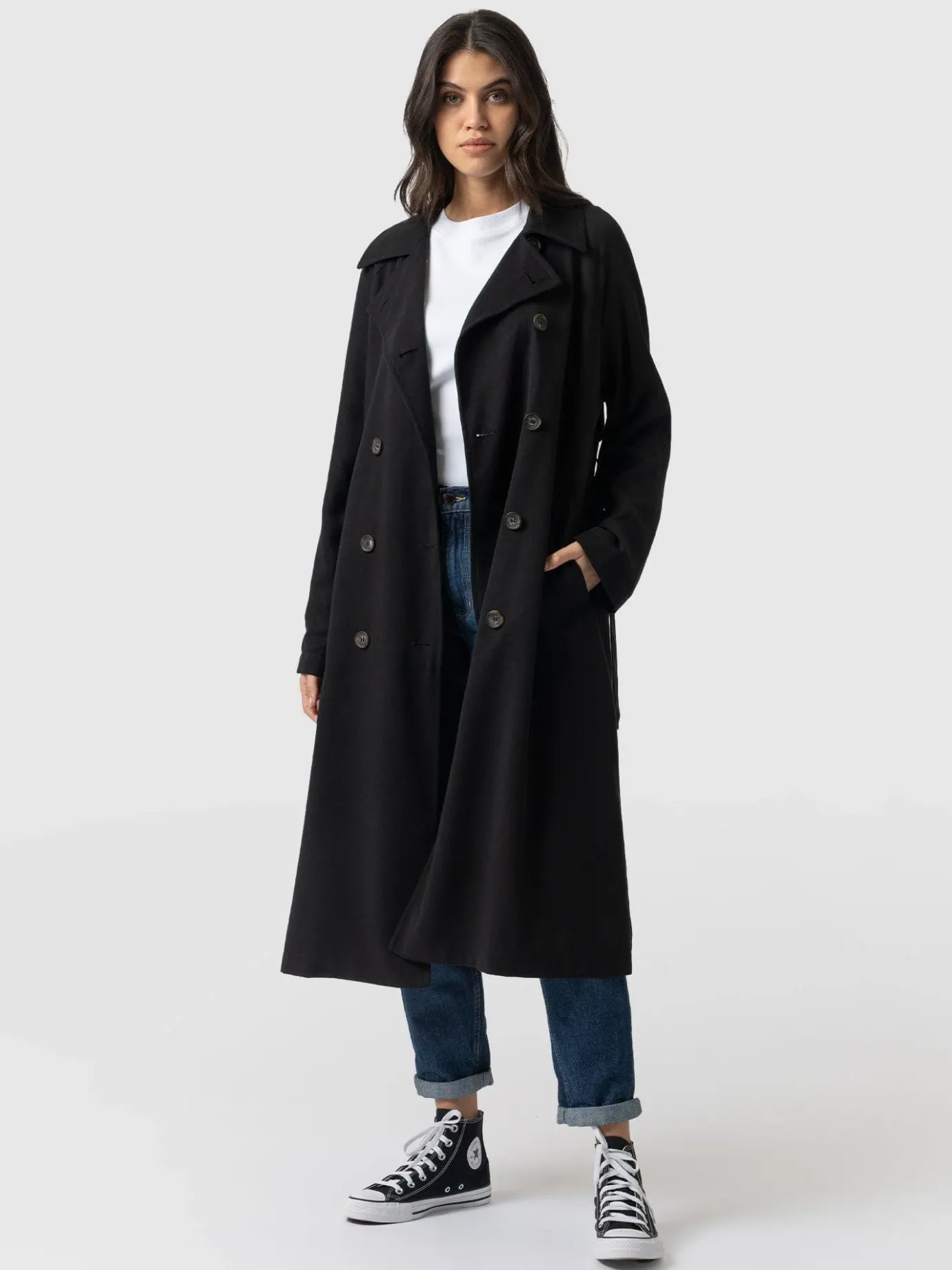Coats & Jackets|Saint and Sofia Marion Double Breasted Trench - Black