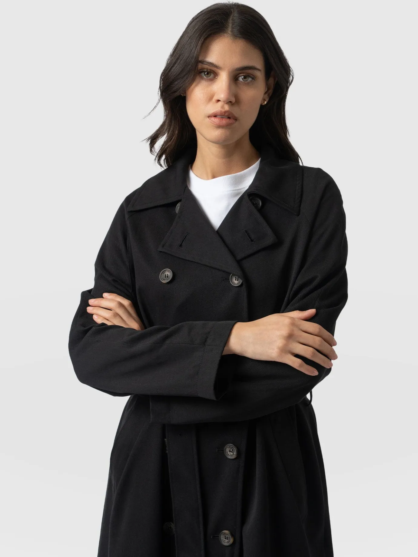 Coats & Jackets|Saint and Sofia Marion Double Breasted Trench - Black