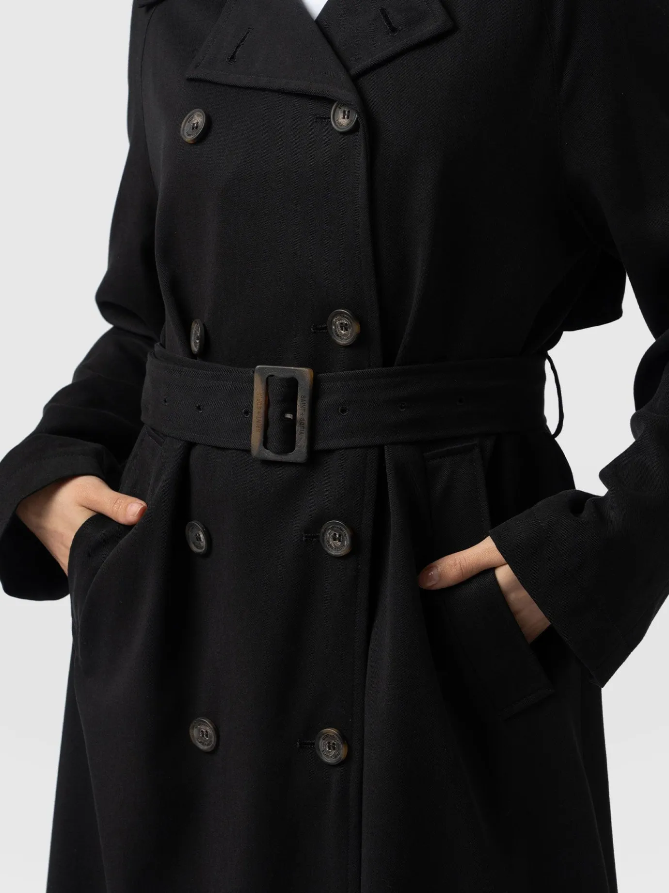 Coats & Jackets|Saint and Sofia Marion Double Breasted Trench - Black
