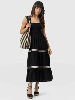 Dresses|Saint and Sofia Maya Shirring Dress - Black