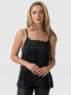 T-shirts & Tanks|Saint and Sofia Mia Lace Cami - Black