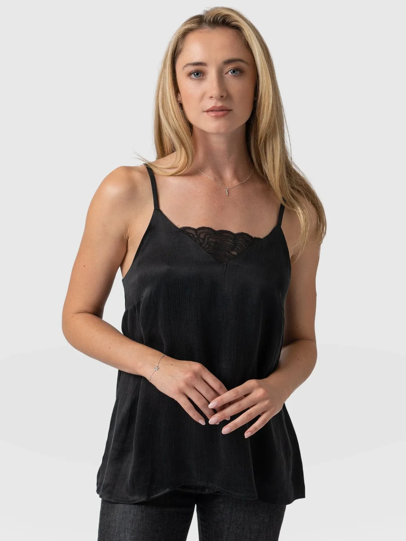 T-shirts & Tanks|Saint and Sofia Mia Lace Cami - Black