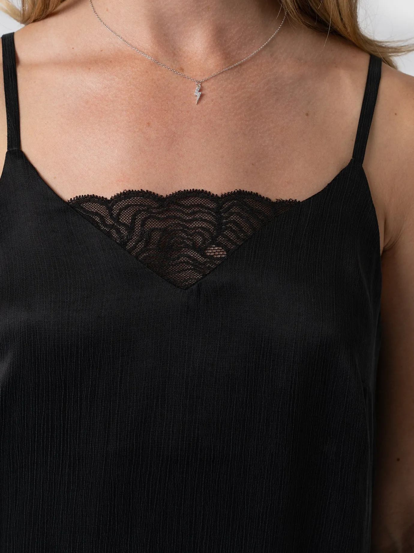 T-shirts & Tanks|Saint and Sofia Mia Lace Cami - Black