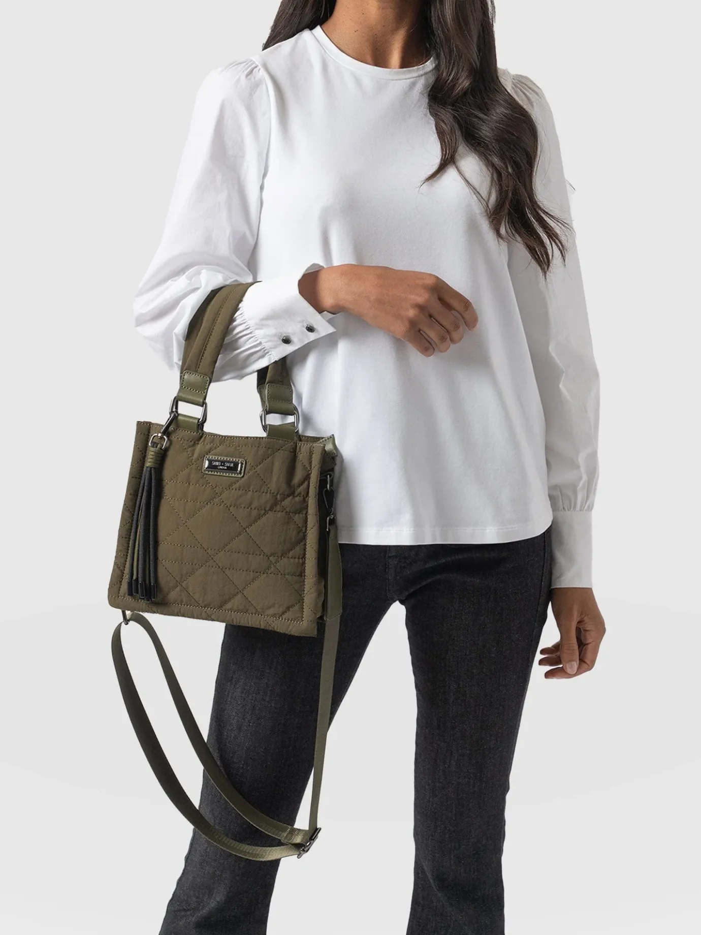 Cross Body Bags|Tote Bags|Saint and Sofia Mini Penny Tote Bag - Khaki