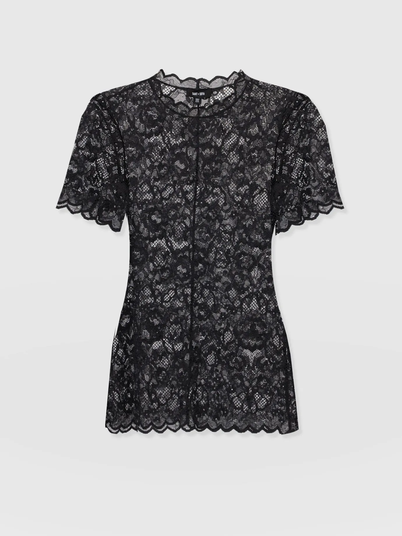 T-shirts & Tanks|Saint and Sofia Miranda Lace Short Sleeve Tee - Black