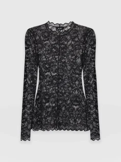 T-shirts & Tanks|Saint and Sofia Miranda Lace Tee - Black