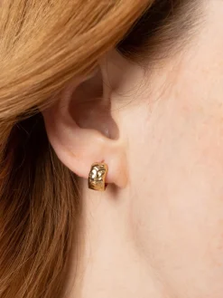 Gold Jewelry|Earrings|Saint and Sofia Molten Huggie Earrings - Gold
