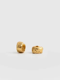 Gold Jewelry|Earrings|Saint and Sofia Molten Huggie Earrings - Gold