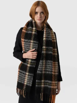 Scarves & Hats|Accessories|Saint and Sofia Nora Check Scarf - Orange
