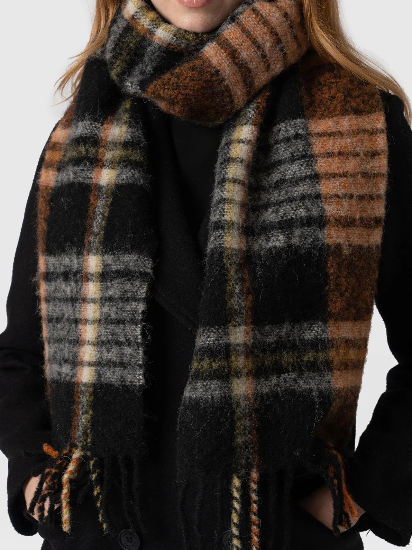 Scarves & Hats|Accessories|Saint and Sofia Nora Check Scarf - Orange