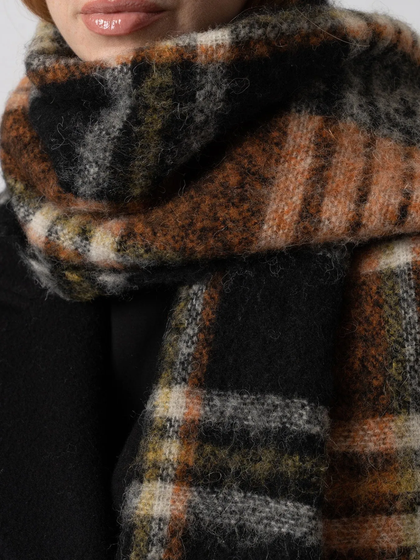 Scarves & Hats|Accessories|Saint and Sofia Nora Check Scarf - Orange