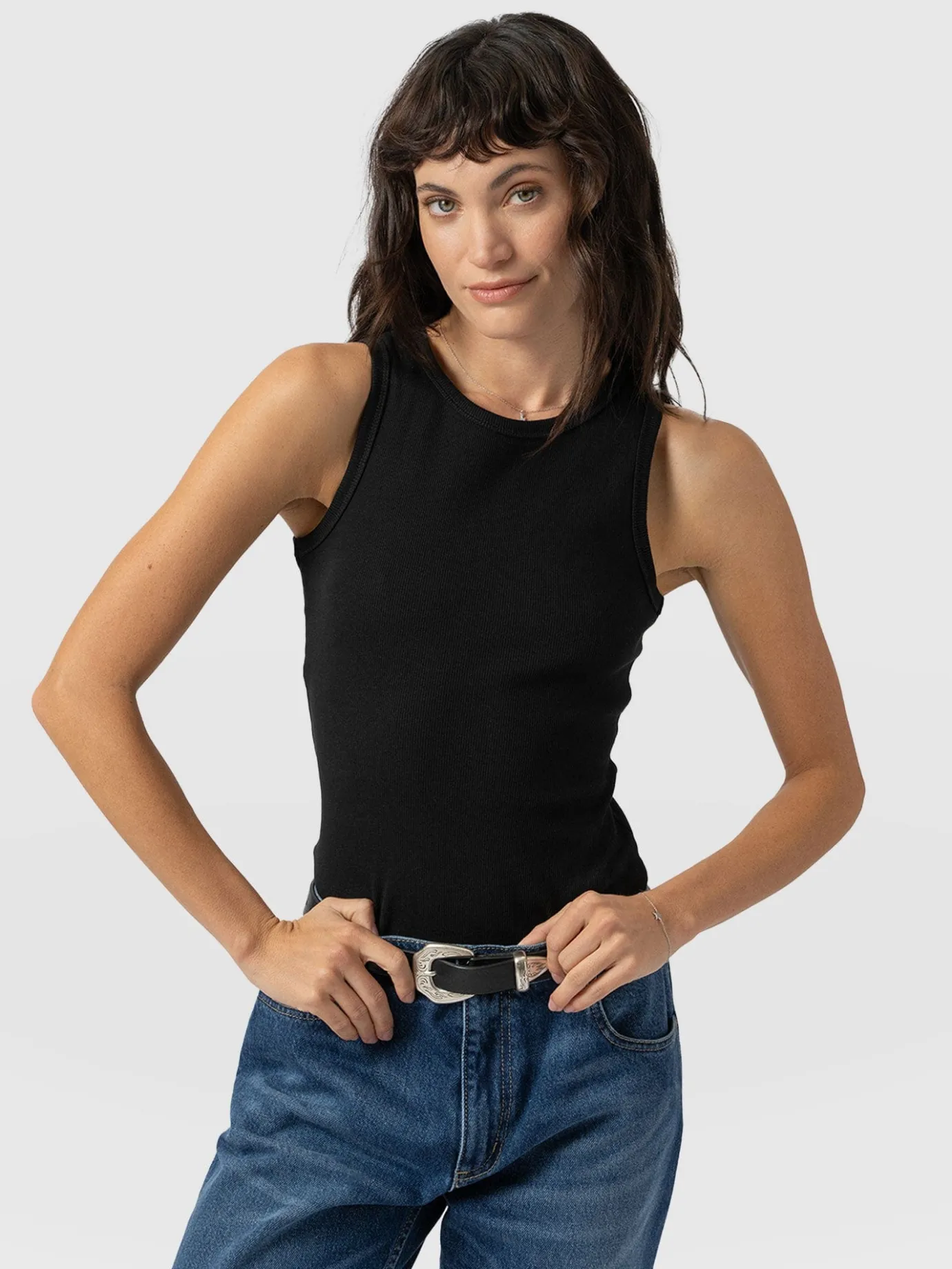 T-shirts & Tanks|Saint and Sofia Nova Racer Vest - Black