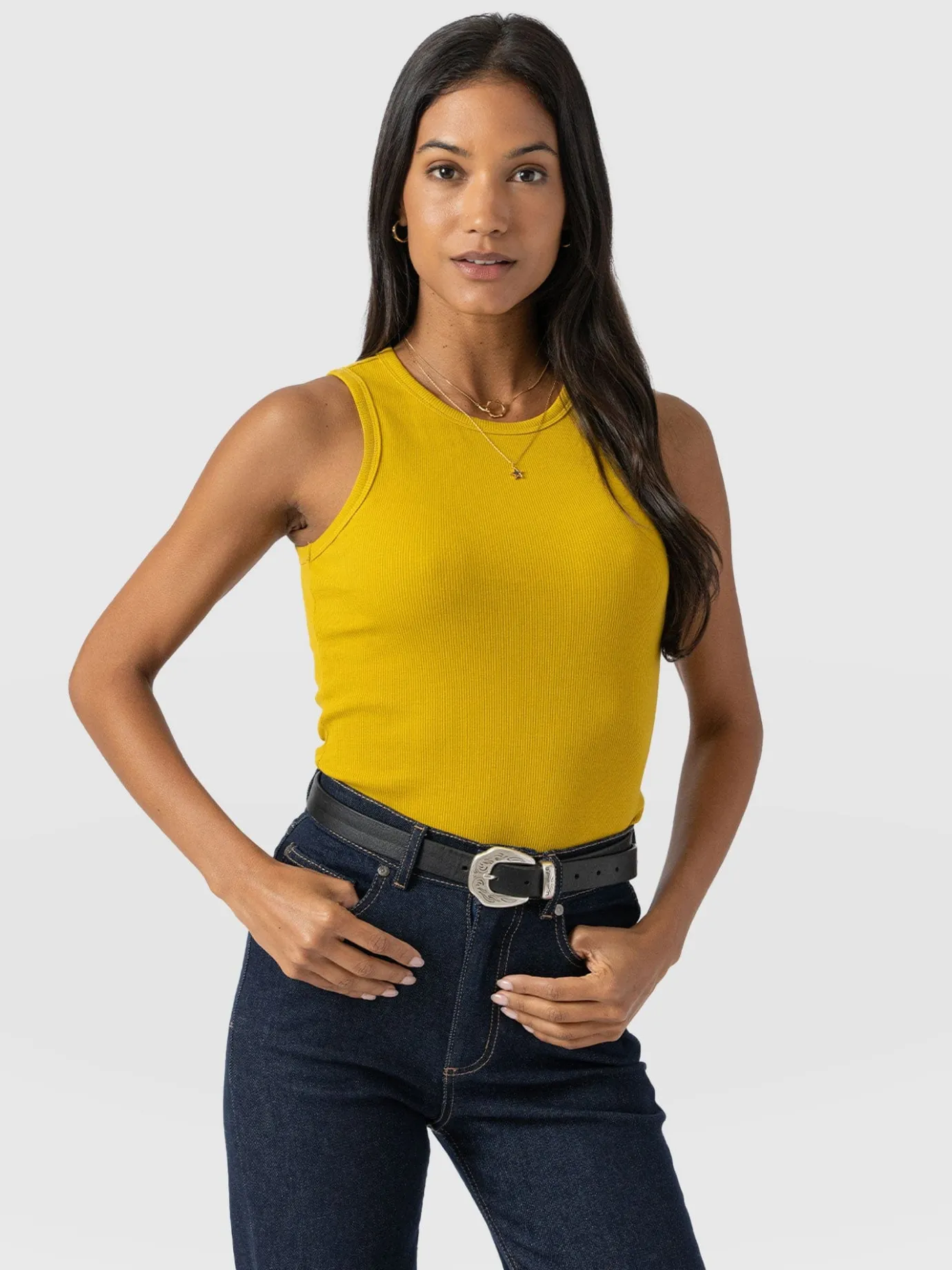 T-shirts & Tanks|Saint and Sofia Nova Racer Vest - Mustard