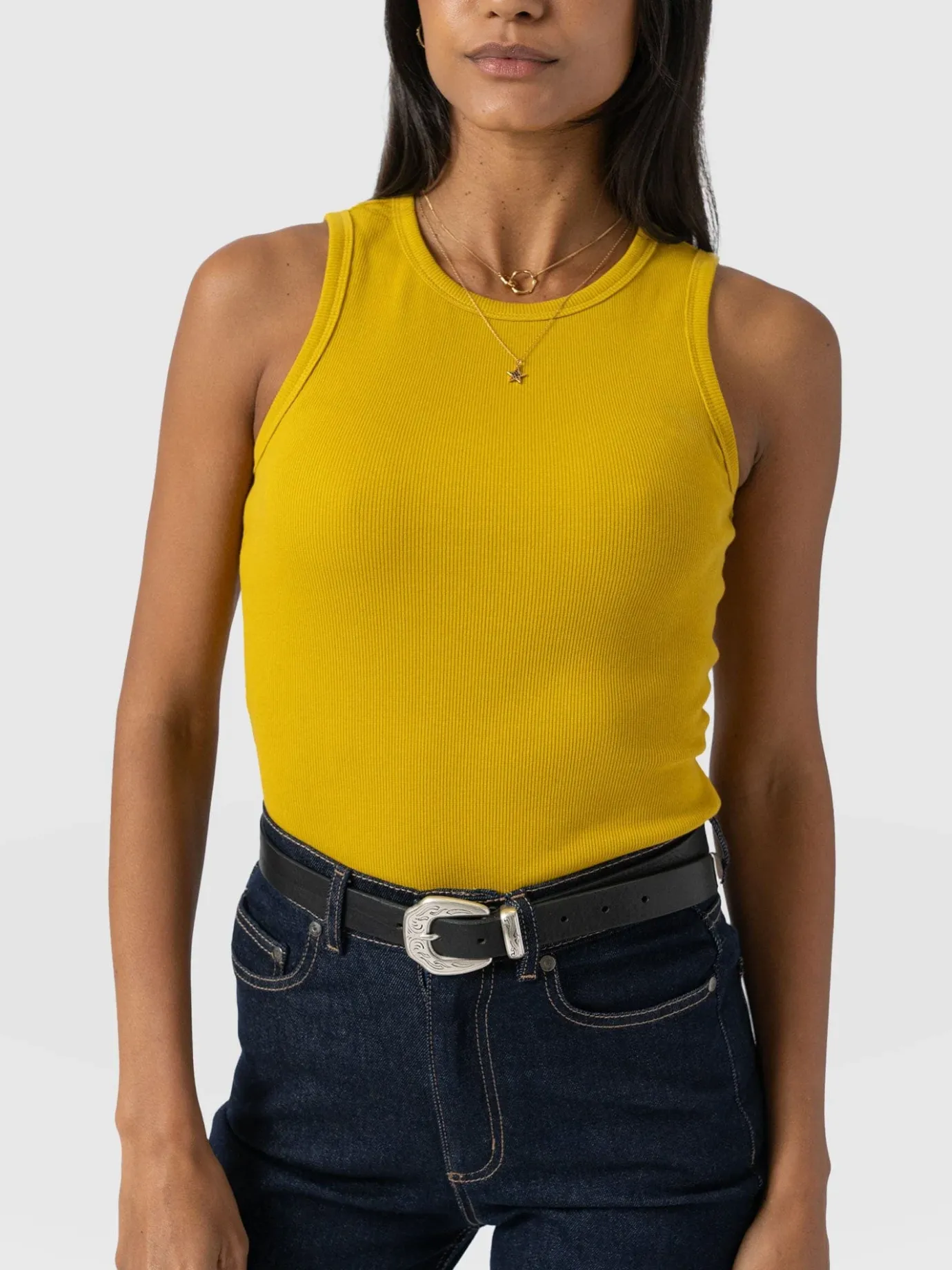 T-shirts & Tanks|Saint and Sofia Nova Racer Vest - Mustard