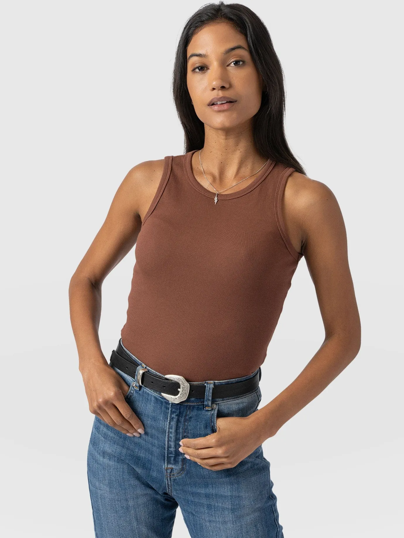 T-shirts & Tanks|Saint and Sofia Nova Racer Vest - Russet Brown