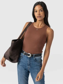 T-shirts & Tanks|Saint and Sofia Nova Racer Vest - Russet Brown