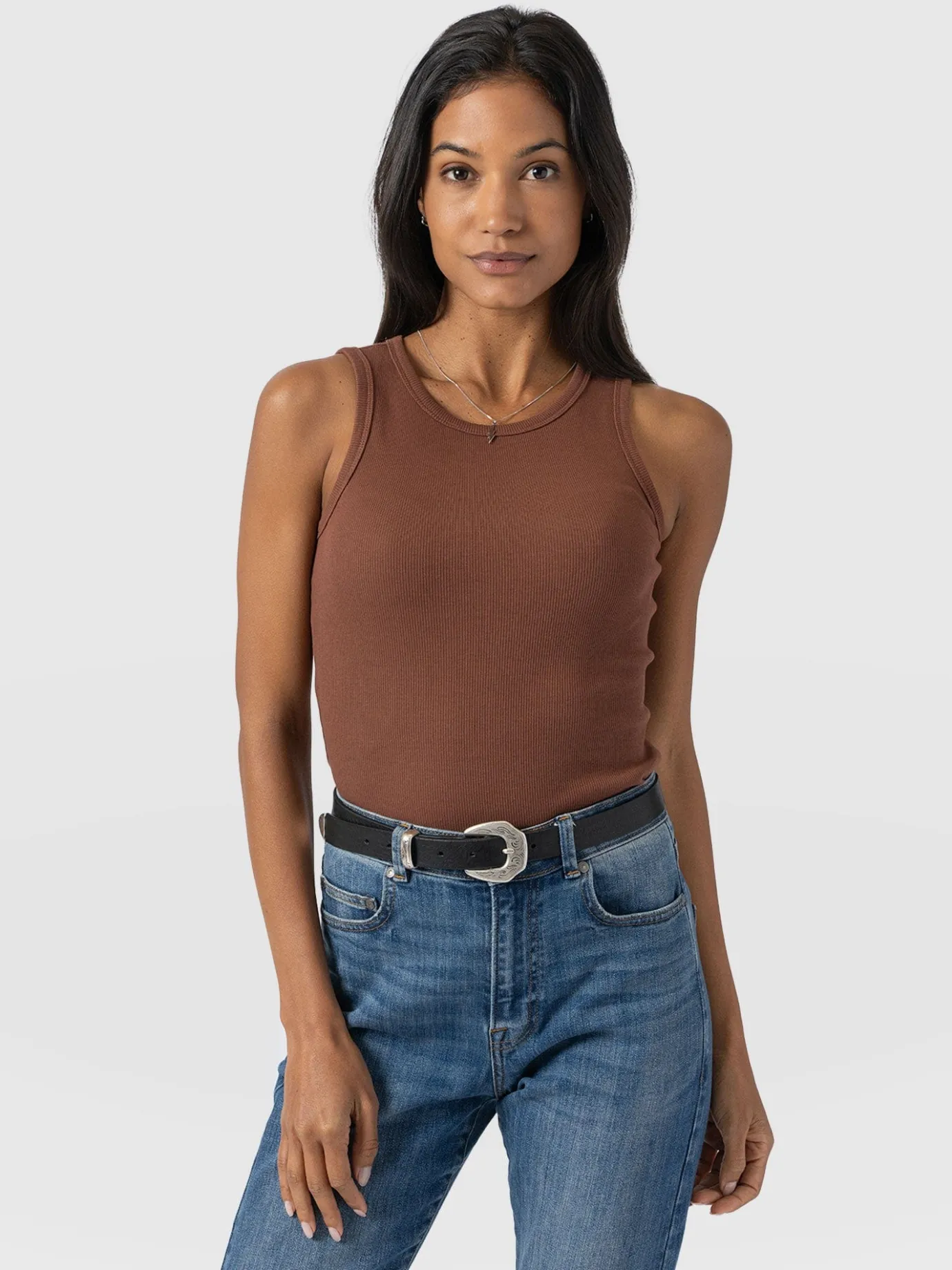 T-shirts & Tanks|Saint and Sofia Nova Racer Vest - Russet Brown