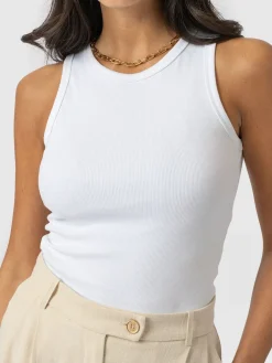 T-shirts & Tanks|Saint and Sofia Nova Racer Vest - White
