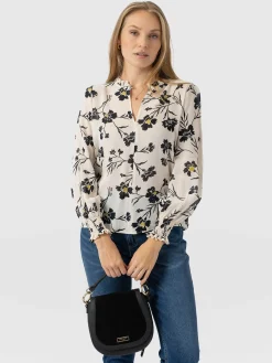 T-shirts & Tanks|Saint and Sofia Olivia Blouse - White Spring Floral