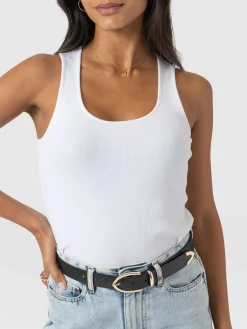 T-shirts & Tanks|Saint and Sofia Olivia Rib Vest - White