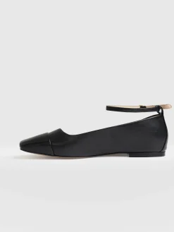 Shoes|Leather|Saint and Sofia Ophelia Leather Ballerinas - Black