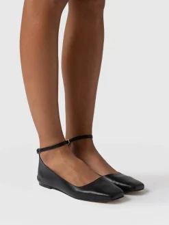 Shoes|Leather|Saint and Sofia Ophelia Leather Ballerinas - Black