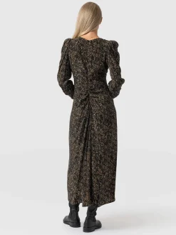 Dresses|Saint and Sofia Paloma Ruched Dress - Ditsy Leopard