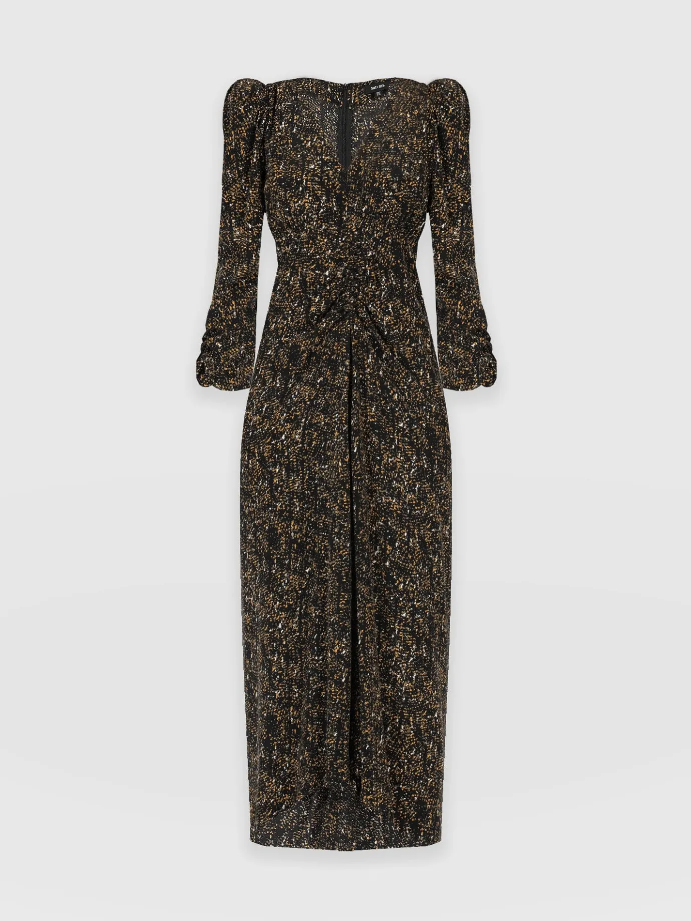 Dresses|Saint and Sofia Paloma Ruched Dress - Ditsy Leopard