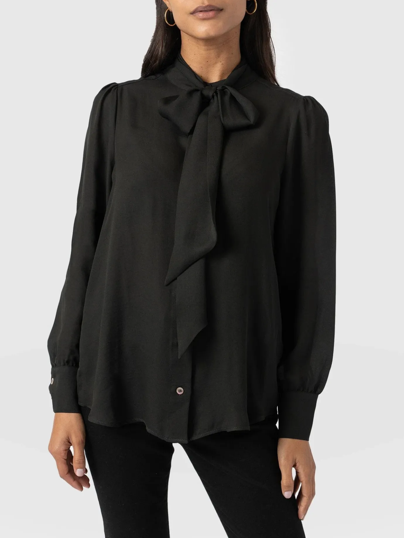 Blouses & Shirts|Saint and Sofia Paxton Pussybow Blouse - Black
