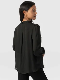 Blouses & Shirts|Saint and Sofia Paxton Pussybow Blouse - Black