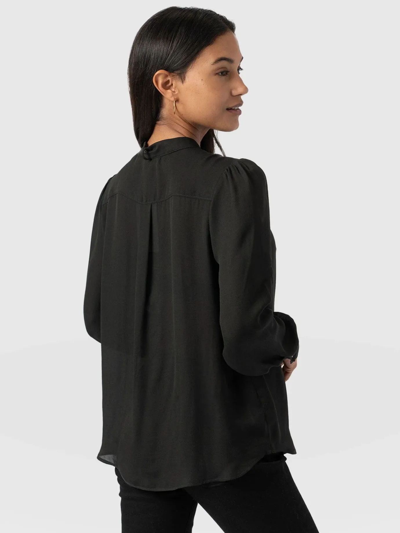 Blouses & Shirts|Saint and Sofia Paxton Pussybow Blouse - Black