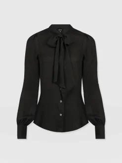 Blouses & Shirts|Saint and Sofia Paxton Pussybow Blouse - Black