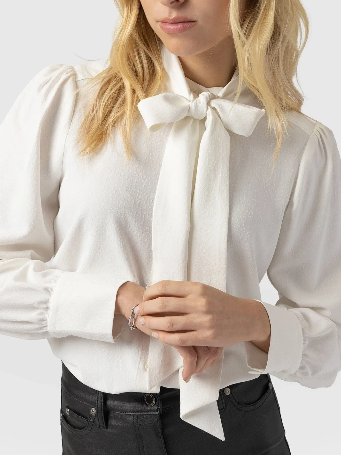 Blouses & Shirts|Saint and Sofia Paxton Pussybow Blouse - Cream