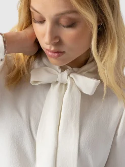 Blouses & Shirts|Saint and Sofia Paxton Pussybow Blouse - Cream