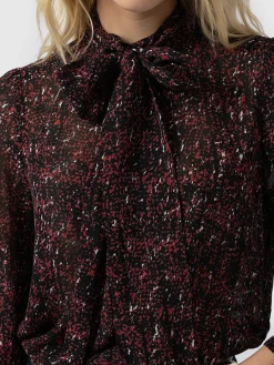Blouses & Shirts|Saint and Sofia Paxton Pussybow Blouse - Red Ditsy Leopard