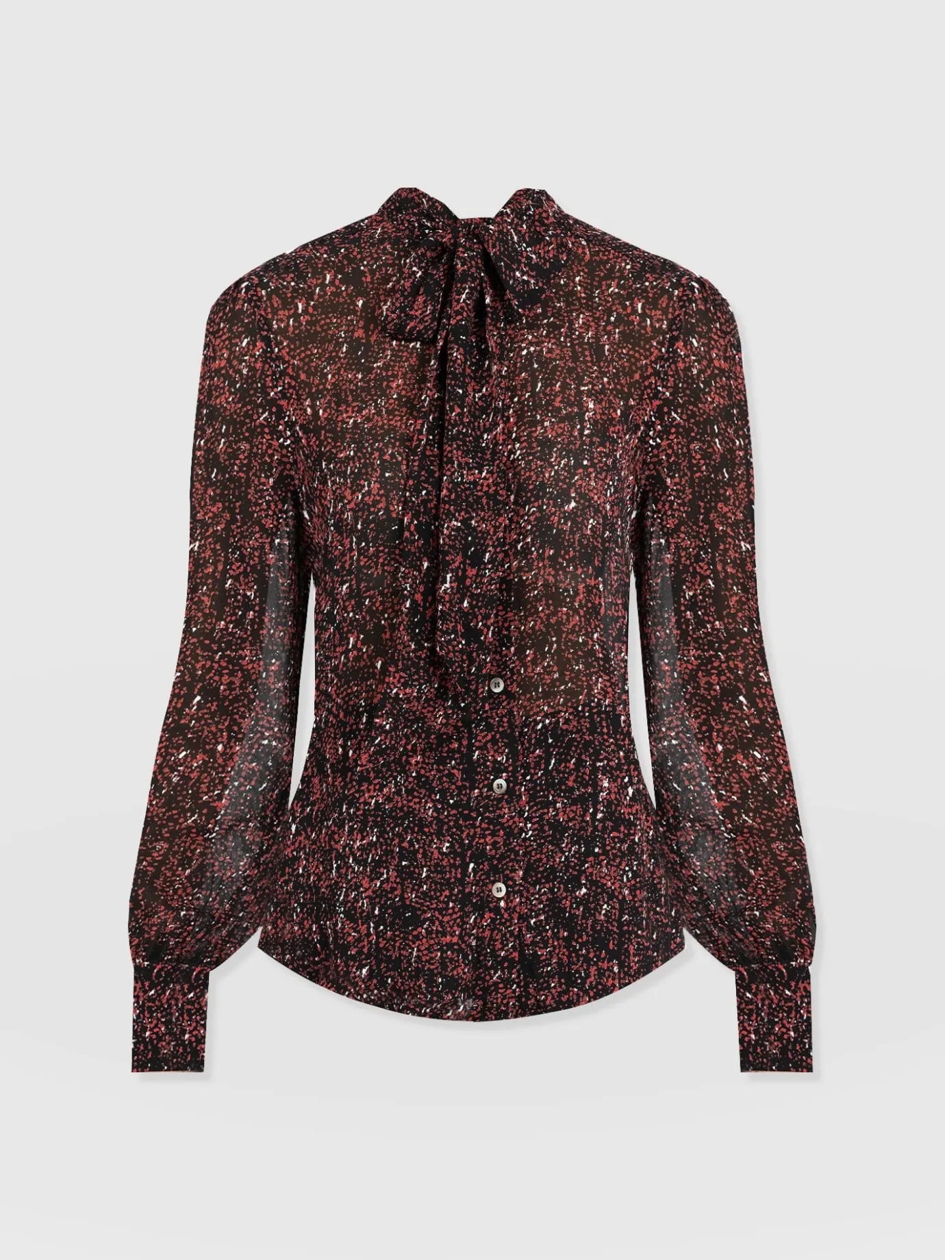 Blouses & Shirts|Saint and Sofia Paxton Pussybow Blouse - Red Ditsy Leopard