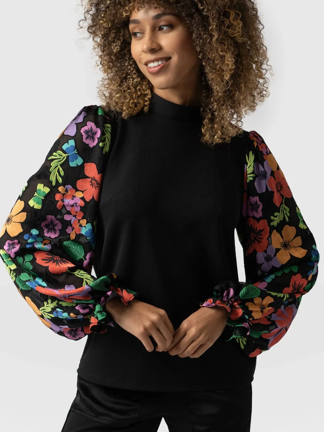 T-shirts & Tanks|Saint and Sofia Penny Puff Sleeve Long Sleeve - Pop Floral