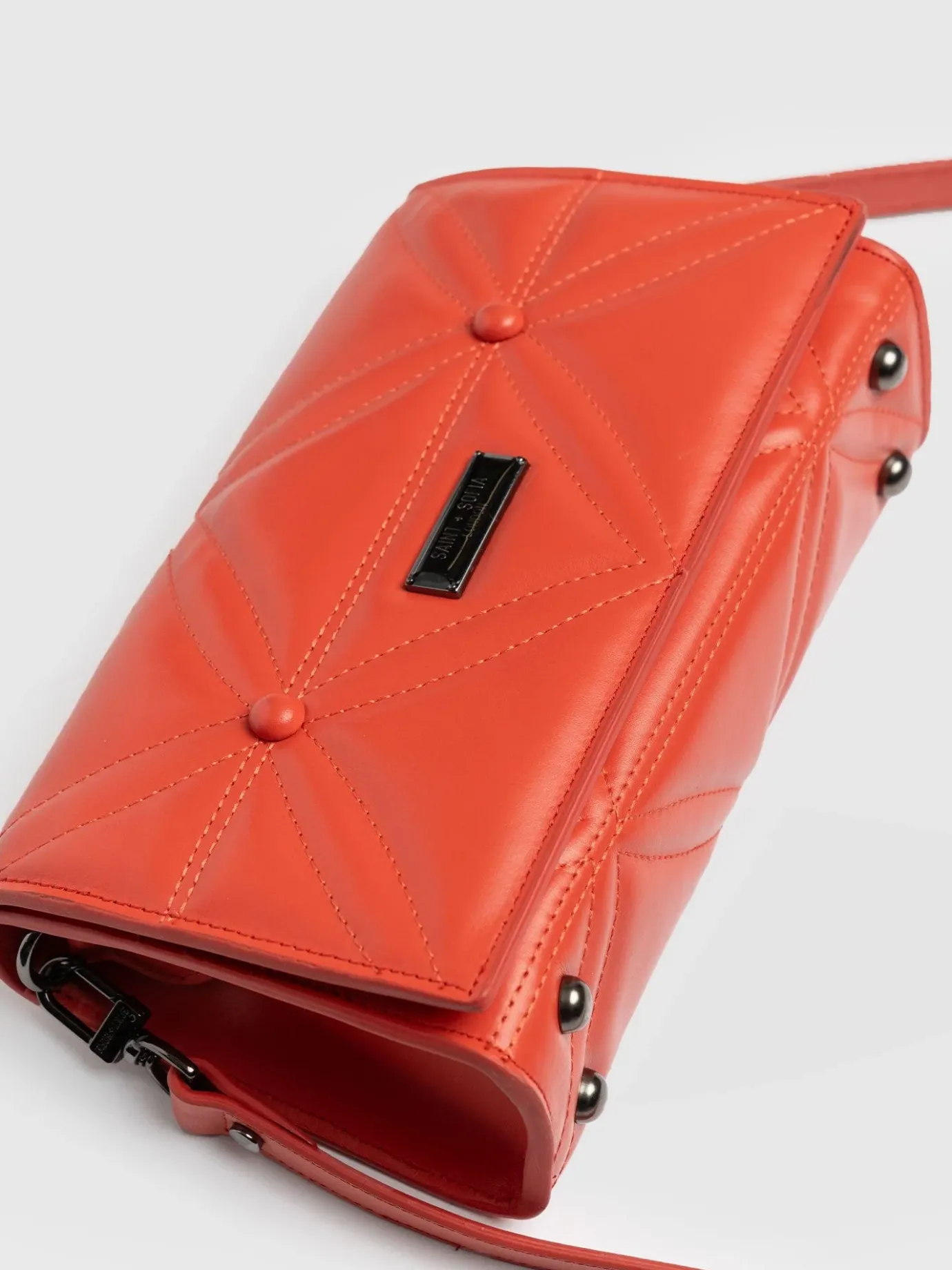 Accessories|Leather Bags|Saint and Sofia Quilted Keira Cross Body Bag - Coral