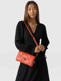 Accessories|Leather Bags|Saint and Sofia Quilted Keira Cross Body Bag - Coral