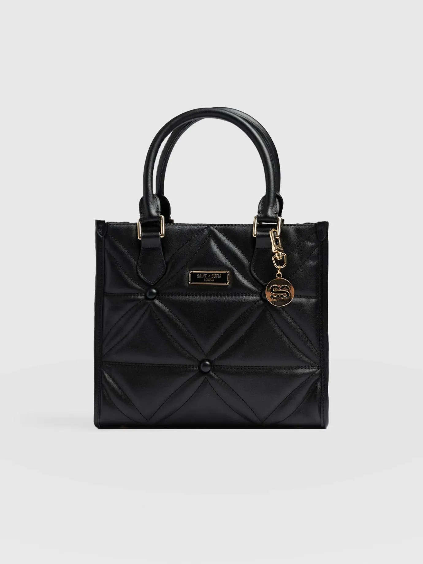 Shoulder Bags|Cross Body Bags|Saint and Sofia Quilted Mia Mini Tote Bag - Black